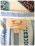 INDIAN AZTEC WHITE & BLUE WOVEN GAUZE COTTON PEASANT HIPPIE DRESS BOHO UK 12-14