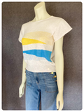 VINTAGE 1970’s 1980’s GEOMETRIC ABSTRACT ATOMIC KNIT JUMPER TEE TOP UK8-12