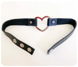 VINTAGE RETRO BLACK LEATHER HEART CHOKER NECKLACE COLLAR