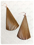 VINTAGE ANTIQUE PURE COPPER HUGE FAN EARRINGS SIMPLE GEOMETRIC MINIMAL TRIBAL
