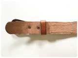 VINTAGE 70’s 80’s DEEP TAN THICK LEATHER WAIST JEANS BELT WESTERN BUCKLE 28-32 INCHES