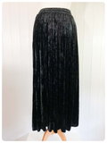 VINTAGE 80’s HIGH WAISTED INDIAN BLACK CRUSHED VELVET GYPSY BOHO MAXI SKIRT UK8-12