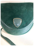 JANE SHILTON LONDON VINTAGE 1970’s 80’s BOTTLE GREEN LEATHER CROSS BODY SADDLE SHOULDER BAG HANDBAG BOHO