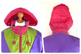 VINTAGE 1980’s BRIGHT GEOMETRIC ZIP UP WINDBREAKER SHELL WATERPROOF JACKET PAC A MAC COAT M