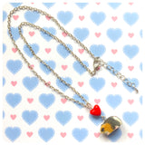 CUTE HAND MADE 3D GUINEA PIG RED HEART LOVE NECKLACE KAWAII KITSCH GIFT BOX