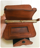 UNIQUE VINTAGE 1970’s DEEP TAN FAUX LEATHER LARGE PURSE