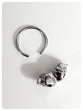 SILVER SURGICAL STEEL SKULL SKELETON SEPTUM CLICKER BODY PIERCING RING RETRO GOTH GOTHIC 16g 1.2mm 12mm Dia