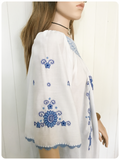 VINTAGE 1970’s EMBROIDERED PEASANT GYPSY BLOUSE BOHO TOP UK8-14