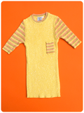 VINTAGE 1970s YELLOW STRIPY SKINNY RIB POCKET JUMPER TOP T SHIRT KIDS CHILDS 152cm 11-12 YEARS