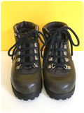 VINTAGE 60’s 70’s KHAKI & BROWN LEATHER CEBO CZECHOSLOVAKIA CHILDRENS HIKING BOOTS SHOES SIZE 10 BRAND NEW!
