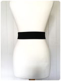 VINTAGE 80’s WIDE BLACK ELASTIC CINCH WASPIE WAIST BELT METAL CLIP BUCKLE UK14-16
