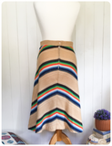 VINTAGE 70’s HIGH WAISTED RAINBOW CHEVRON A-LINE BOHO SKIRT UK10