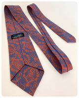 VINTAGE TOOTAL BRITAIN PAISLEY DAMASK TWO TONE ORANGE BLUE WIDE KIPPER TIE PSYCHEDELIC MOD