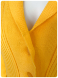 VINTAGE 1970’s BRIGHT YELLOW SKINNY RIB SHAWL COLLAR CARDIGAN UK8-10