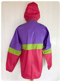 VINTAGE 1980’s BRIGHT GEOMETRIC ZIP UP WINDBREAKER SHELL WATERPROOF JACKET PAC A MAC COAT M