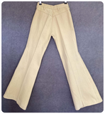 VINTAGE 70’s CREAM COTTON DENIM MID WAIST RISE WIDE FLARES JEANS TROUSERS UK6
