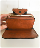 UNIQUE VINTAGE 1970’s DEEP TAN FAUX LEATHER LARGE PURSE