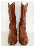 VINTAGE DEEP TAN BROWN LEATHER WESTERN COWBOY BOOTS BOHO LINE DANCING UK 4