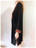 VINTAGE 90’s INDIAN EMBROIDERED COTTON BIB DRESS SMOCK KURTA TUNIC UK 12-14