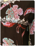 VINTAGE 70’s INDIAN LEAF PRINTED EMBROIDERED COTTON KAFTAN MAXI DRESS 8