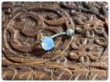 INDIAN SILVER MOONSTONE NATURAL HEALING CHAKRA GEMSTONE BIRTHSTONE BOHO SURGICAL STEEL NAVEL BELLY BAR