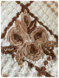 VINTAGE 1950’s 1960’s CANDLEWICK BEDSPREAD FITTED VALANCE THROW BROWNS WHITE DOUBLE BED BOHO