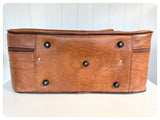 VINTAGE 1960’s 70’s DEEP TAN FAUX LEATHER LUGGAGE WEEKEND BAG CASE RETRO SUITCASE