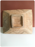 VINTAGE HAND CARVED ROUGH RUSTIC PRIMITIVE WOODEN AZTEC BOWL