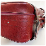VINTAGE 1960’s 70’s CONSTELLATION FAUX LEATHER BURGUNDY OXBLOOD LUGGAGE WEEKEND BAG CASE
