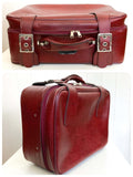 VINTAGE 1960’s 70’s CONSTELLATION FAUX LEATHER BURGUNDY OXBLOOD LUGGAGE WEEKEND BAG CASE