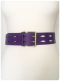 VINTAGE 80’s WIDE PURPLE LEATHER CUT OUT DESIGN CINCH WAIST HIP BELT