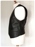 VINTAGE 80’s A.B.A SKIN BLACK REAL LEATHER BIKER BIKE WAISTCOAT VEST SMALL