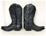 VINTAGE SENDRA BLACK LEATHER WESTERN COWBOY BOOTS BOHO LINE DANCING UK 3 1/2