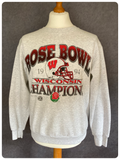 VINTAGE 90’s U.S WISCONSIN ROSE BOWL AMERICAN FOOTBALL CREW SWEATSHIRT SWEATER JUMPER L
