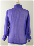 VINTAGE 1970’s PURPLE EMBROIDERED BLOUSE SHIRT BOHO TOP UK8