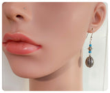 HANDMADE BOHO BALI ANTIQUE SILVER TURQUOISE BEAD EARRINGS RETRO TRIBAL