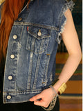 Vintage Levi's Distressed Denim Gilet Waistcoat - Penny Bizarre - 3
