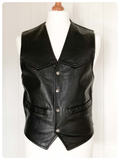 VINTAGE 80’s A.B.A SKIN BLACK REAL LEATHER BIKER BIKE WAISTCOAT VEST SMALL