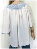 VINTAGE 1970’s EMBROIDERED PEASANT GYPSY BLOUSE BOHO TOP UK8-14