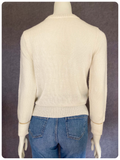 VINTAGE 1970’s CREAM KNIT JUMPER CHEVRON RIBBON LUREX DETAIL UK8-10