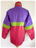VINTAGE 1980’s BRIGHT GEOMETRIC ZIP UP WINDBREAKER SHELL WATERPROOF JACKET PAC A MAC COAT M