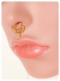 GOLD TRIBAL INDIAN FAN BEADS NON PIERCED CLIP ON FAKE SEPTUM RING