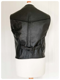 VINTAGE 80’s A.B.A SKIN BLACK REAL LEATHER BIKER BIKE WAISTCOAT VEST SMALL