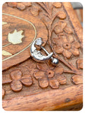 INDIAN MOON STAR CRYSTAL GEM SURGICAL STEEL REVERSE TOP DOWN NAVEL BELLY BAR RING BOHO BODY PIERCING