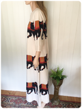 VINTAGE 70’s THAI COTTON ELEPHANT PRINT KAFTAN MAXI DRESS 10-12