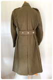 VINTAGE 50’s BRITISH UK ARMY KHAKI MILITARY GREATCOAT GREAT COAT OVERCOAT COLDSTREAM GUARDS 40-41R