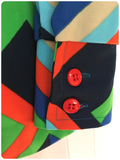 VINTAGE 60’s 70’s BOLD RETRO GEOMETRIC PATTERN TUNIC SHIRT TOP UK 14
