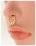 GOLD TRIBAL INDIAN MOON RINGS NON PIERCED CLIP ON FAKE SEPTUM RING