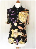 VINTAGE 70’s BOLD RETRO FLOWER POWER BLOUSE SHIRT UK 10-12