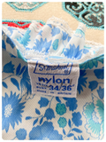 VINTAGE 1950’s FLOWER POWER BLUE SHEER DUSTER HOUSE COAT DRESSING GOWN UK8-12